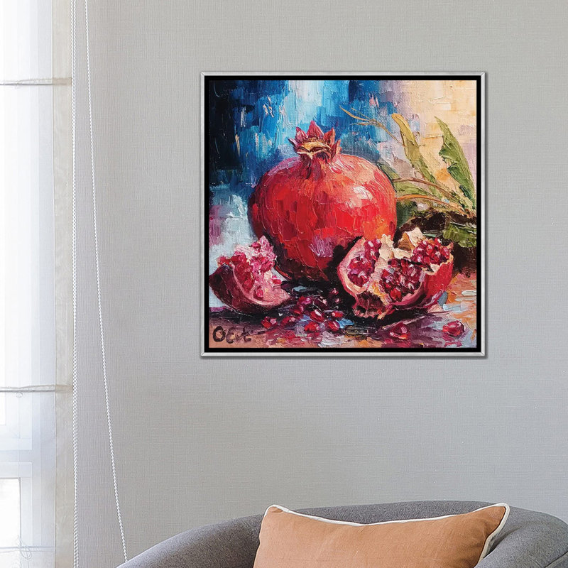 Embrassez la beauté des grenades siciliennes - impression d'art mural encadrée, 26" H x 26" W, Argent argent