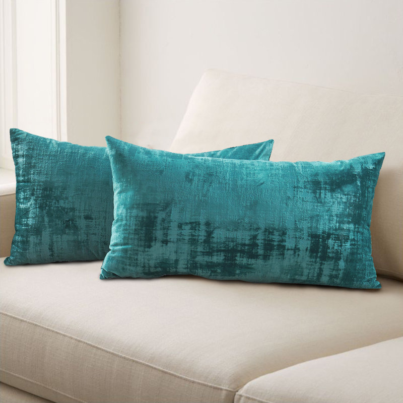 Housse de coussin rectangulaire en velours texturé, Vert Agate