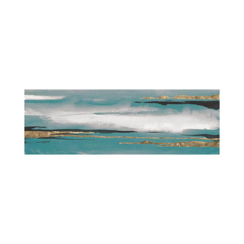 Gilded Storm Teal Grey I by Chris Paschke - Wrapped Canvas Panoramic Print, 152.4 cm H x 50.8 cm W x 3.175 cm D