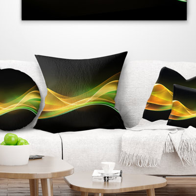 Motif de vagues 3D vert or - Coussin imprimé abstrait