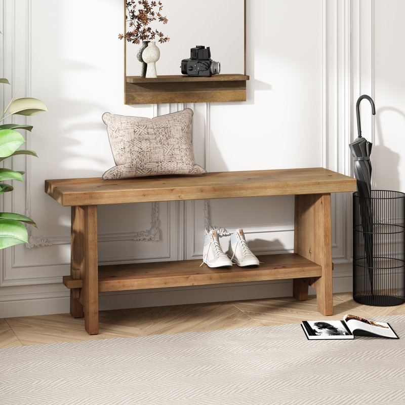 Banc en bois avec tablette de rangement l 39,4 po Danard, 39.4" W x 11.8" D x 17.9" H