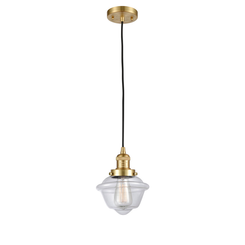 Luminaire suspendu 1 lumière Coddy, Ampoule non incluse, Transparent, Or satiné