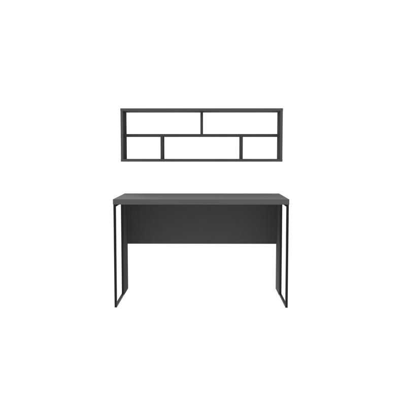 Traudel Writing Desk With Wall Shelf, Anthracite