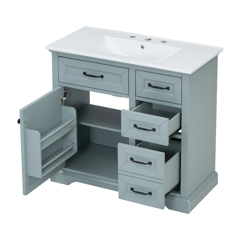 36" Bathroom Vanity With Mirror, Gray