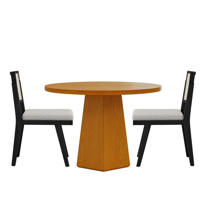 Stuart 3-Piece Rattan Dining Set, Black