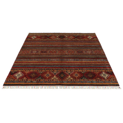 5x7 Brown and Multicolor Tribal Rug