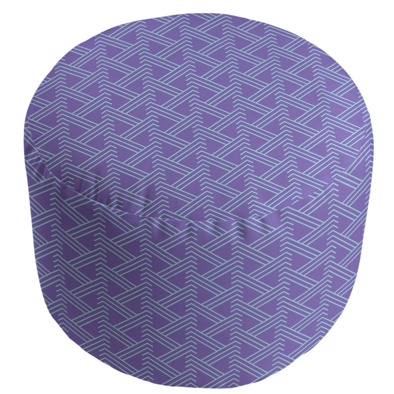 Upholstered Pouf, Purple/Teal