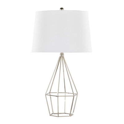Diana 29" Contemporary Metal Table Lamp in Polished Nickel with Shade from Grandview Gallery by LumiSource - Set of 2