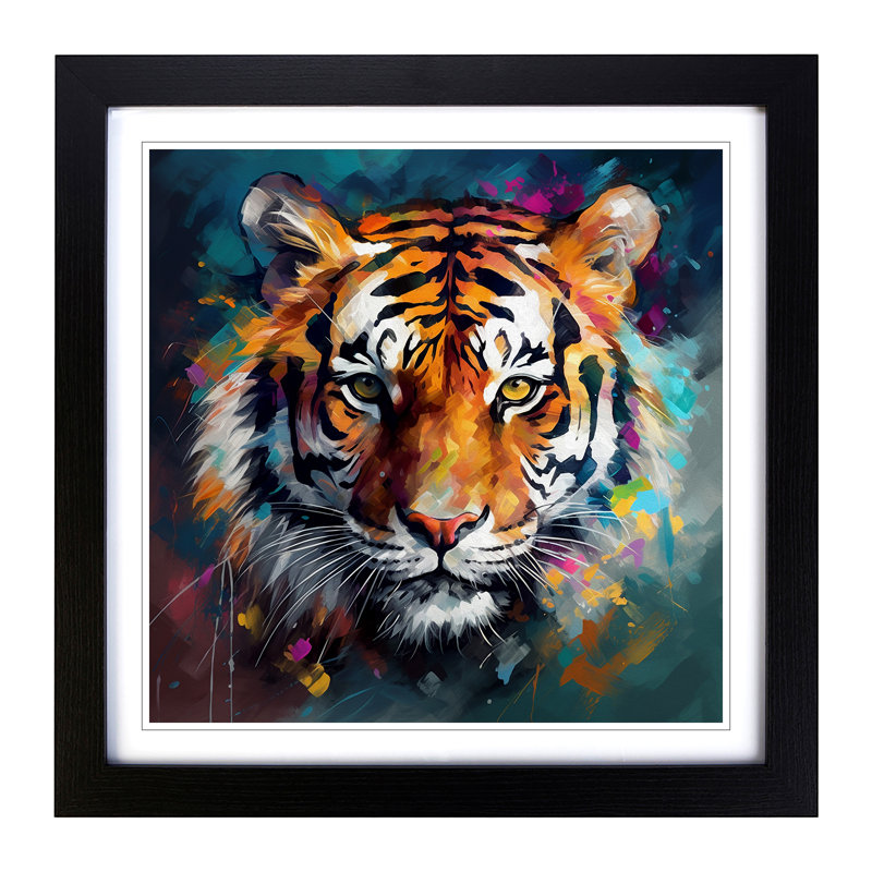 Tiger Abstract Art No.1 - Framed Print, Black