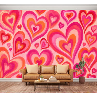 Papier peint adhésif peler et coller Groovy Hearts