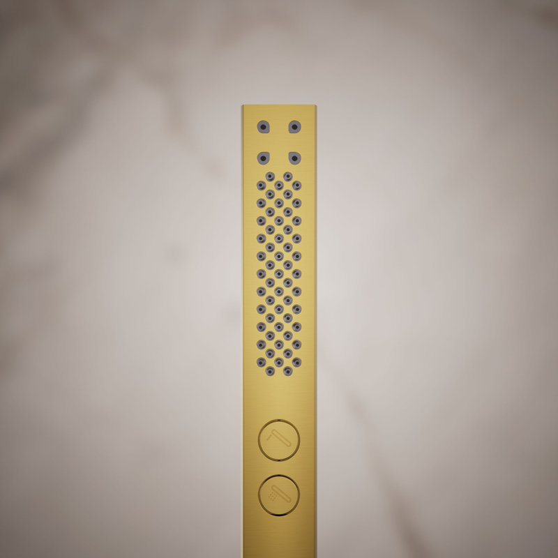 Shift + Square Two-Function Handshower, Multi-Function Handheld Shower Head, 1.75 GPM, Vibrant Brushed Moderne Brass, Square