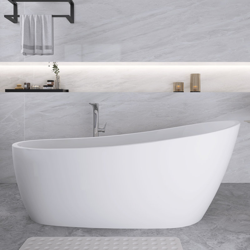 59" x 31" Freestanding Soaking Acrylic Bathtub