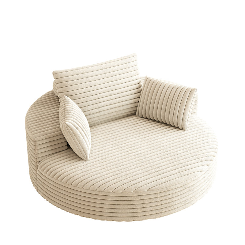 Boneless Sponge Single Sofa,fluffy Modern Sleeper Chair, 32.5" H x 55" W x 55" D, Gray Corduroy
