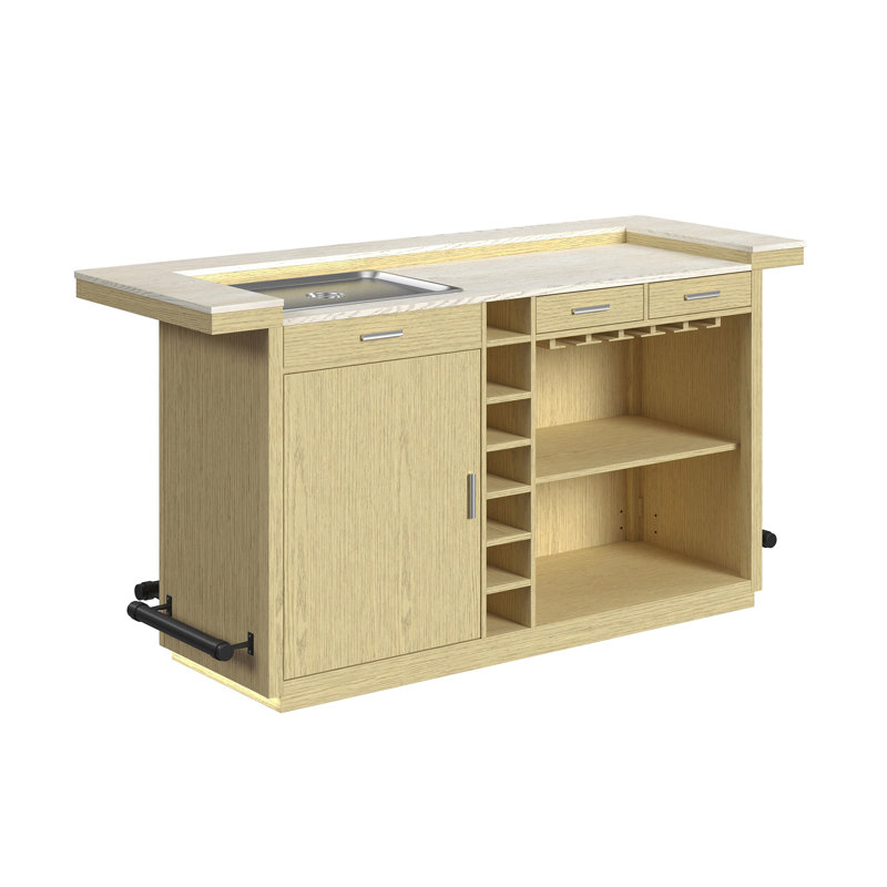 Picket House Furnishings Cambria Bar Table In Off-White And Natural With LED