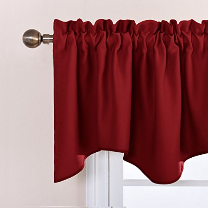 Scalloped Window Valances For Kitchen - Home Decoration Thermal Insulated 52 Inches By 18 Inches Rod Pocket Blackout Valance Window Treatment Curtains Drapes For Bedroom, 4 Panels