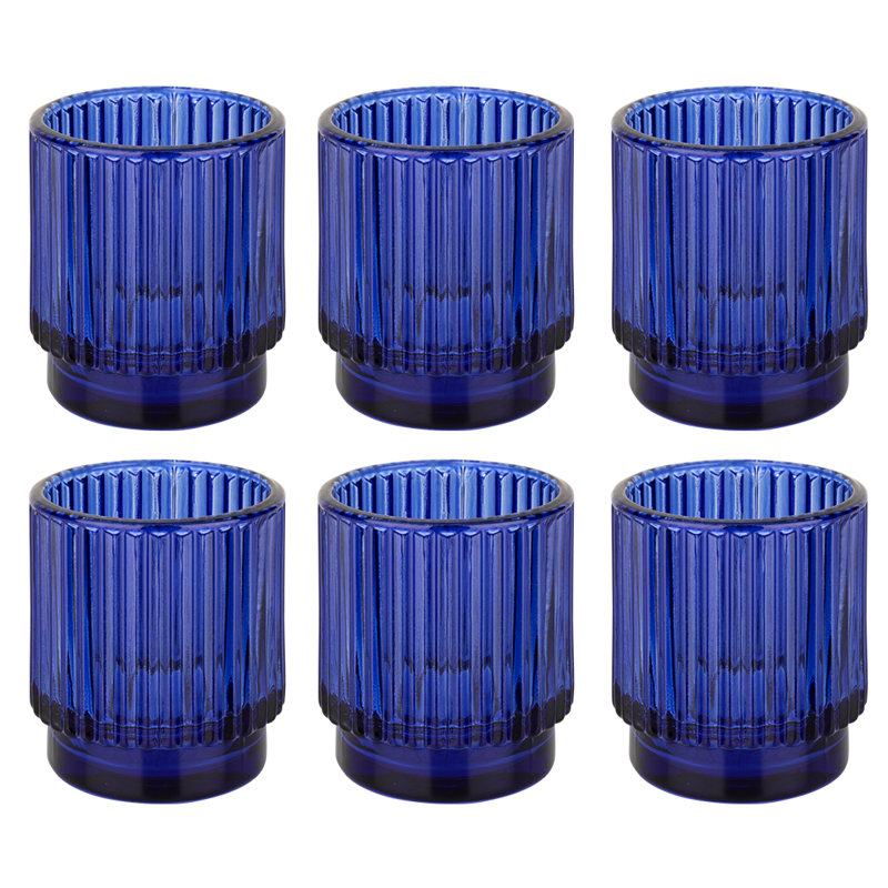 Porte-votive de table en verre, Bleu marine