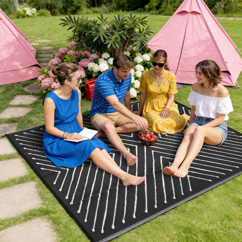 Patio Rugs Outdoor Waterproof Reversible Portable Plastic Straw Camping Rugs Plastic Straw Rug for RV Camping Picnic Beach Balcony
