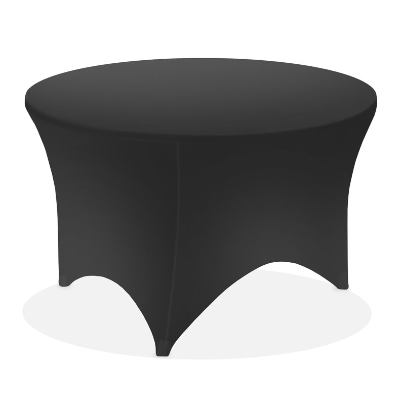 Round Spandex Tablecloth, Stretch Fitted Table Cover, Black, 60" x 60"