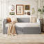Lit de jour simple en velours rembourré avec couchette escamotable, gris-149336261