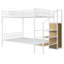 Lit superposé simple au-dessus d'un lit double en métal avec étagères grillagées, échelle de rangement latérale et garde-robe-1286940585