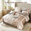 Ensemble d'édredon en satin avec ensemble de draps pour très grand lit 8 pièces Silk Like Taupe-123195284-123195296
