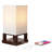 Maxwell 14 in. Oriental Inspired LED Bedside Table Lamp with Fabric Square Shade-814248536