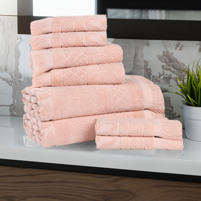 Serviette de bain Rolla, Ensemble de 8 serviettes 8 pièces, Rose