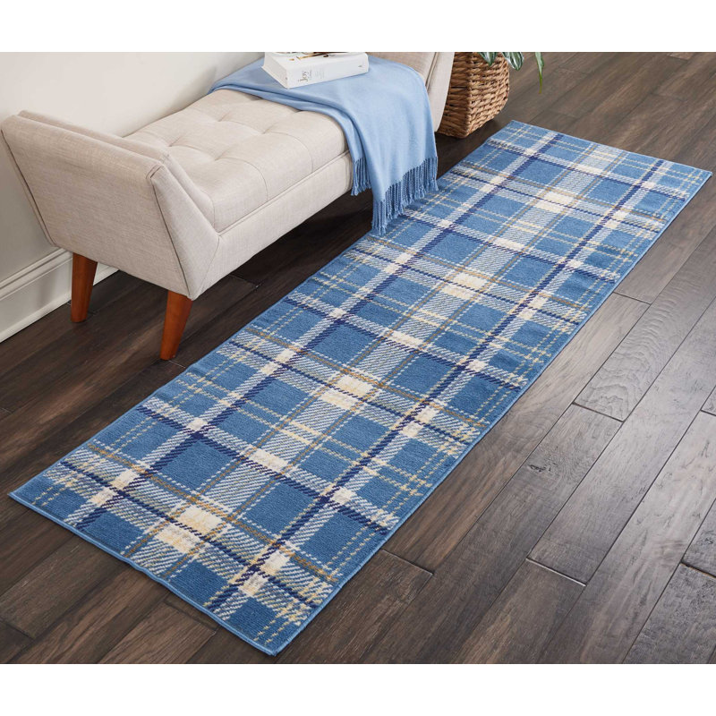 Tapis bleu Bo Bo, Tapis de couloir 2 pi 3 po x 7 pi 6 po