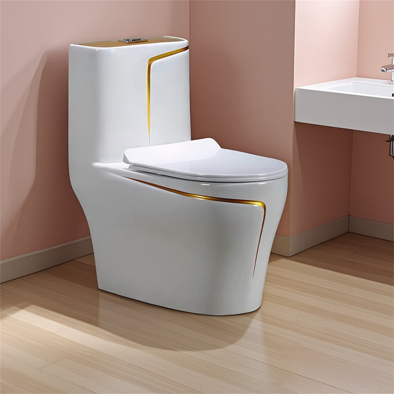 Toilette monobloc allongée au plancher à hauteur confort (siège inclus), 1,85 gallons par minute