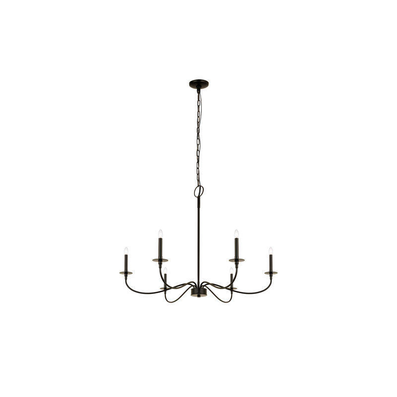 Ajmer 6 - Light Dimmable Classic / Traditional Chandelier, 29" H x 42" W x 42" D, Matte Black