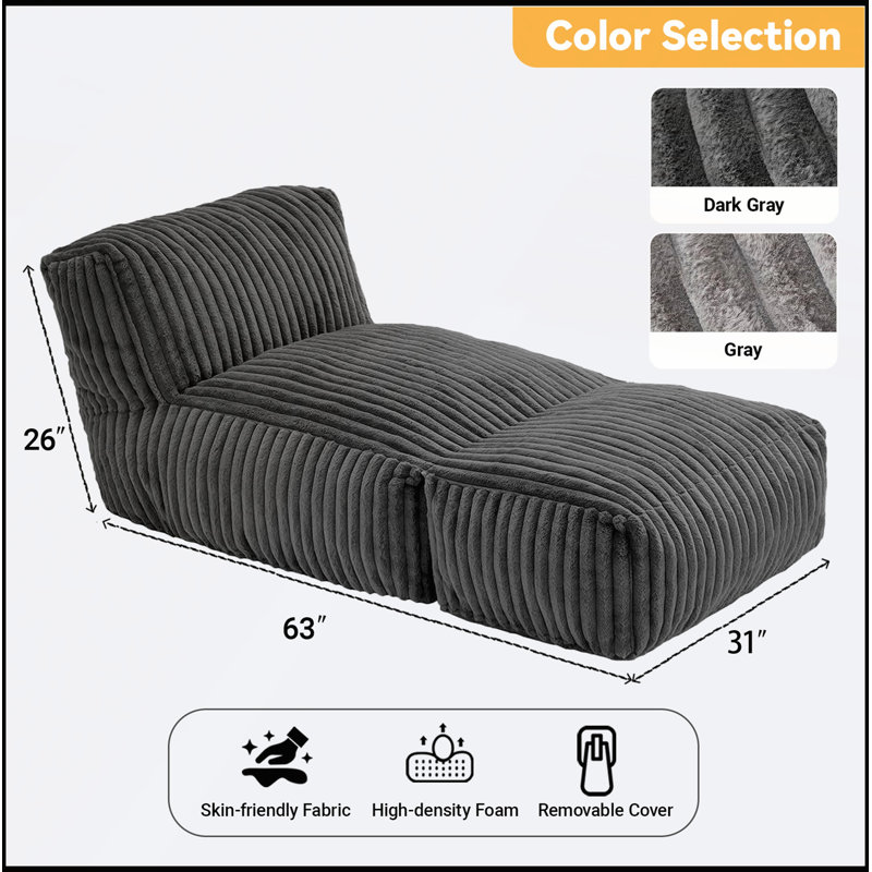 Modular Floor Chaise Lounge for Multi-Scene Relaxation and Comfort, Dark Gray