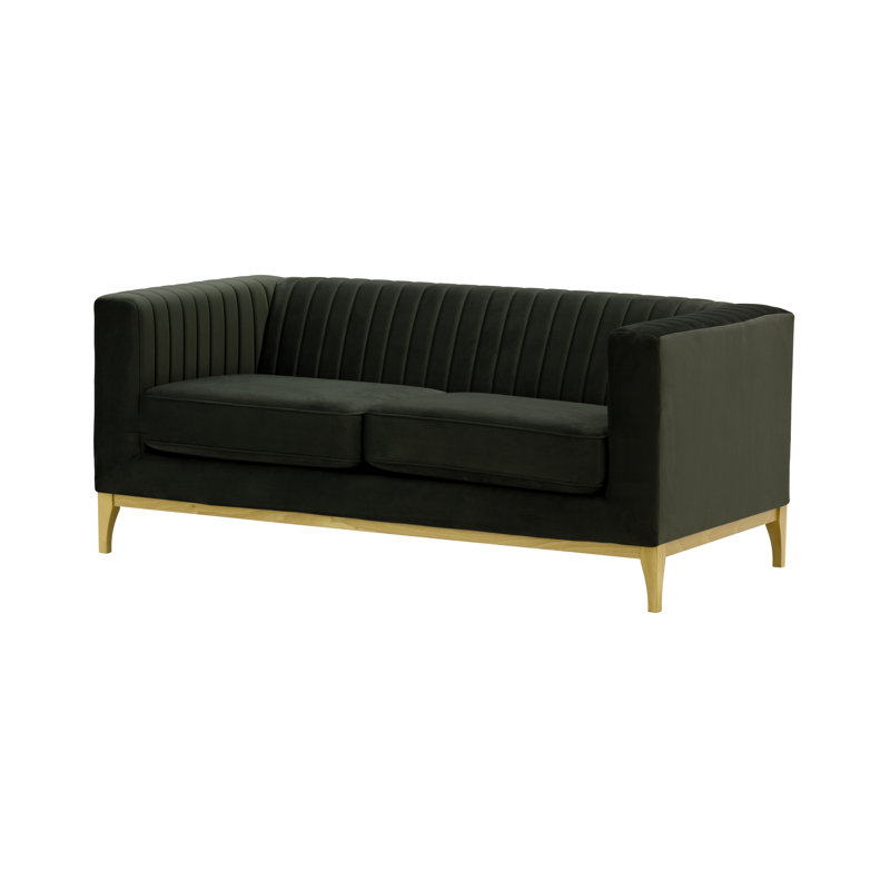 Buie Velvet Sofa, Like Oak, Black