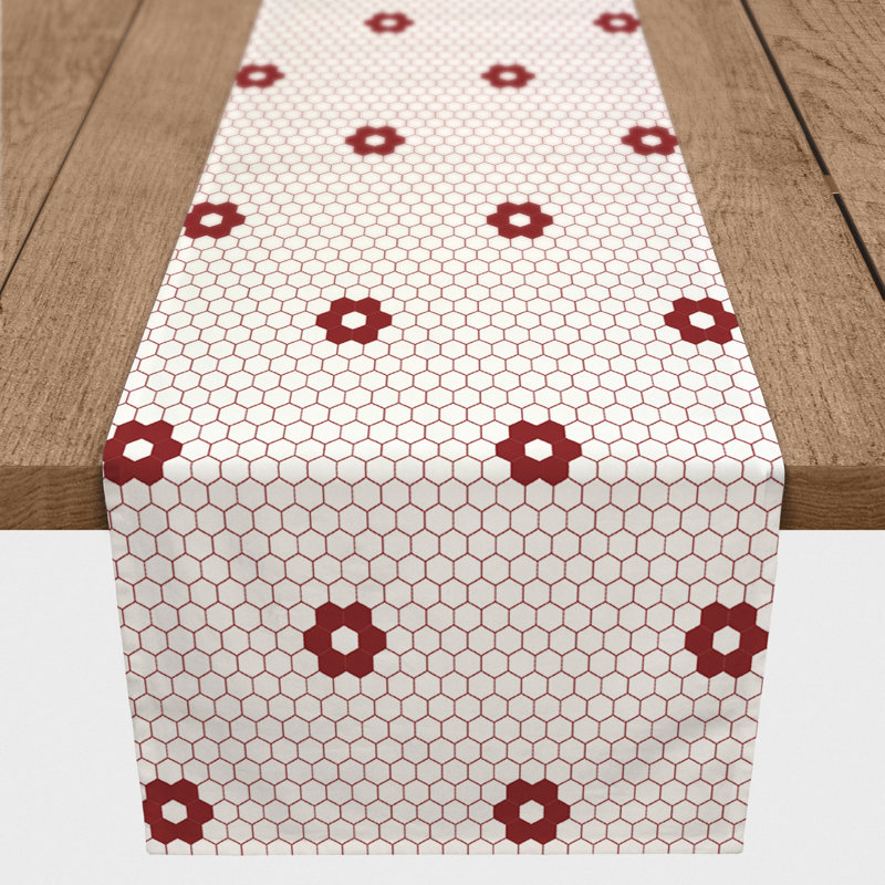 Geometric Table Runner, 90" x 16", Red