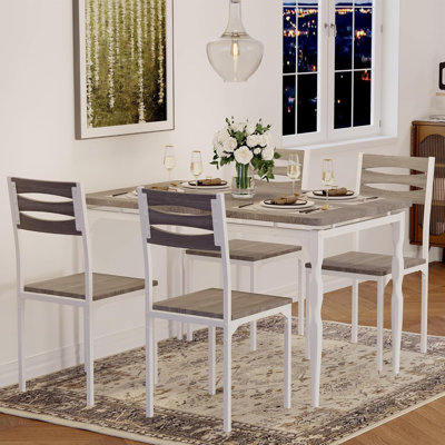 5-Piece Dining Table Set with 4 Chairs, Space-Saving Kitchen & Dining Room Furniture