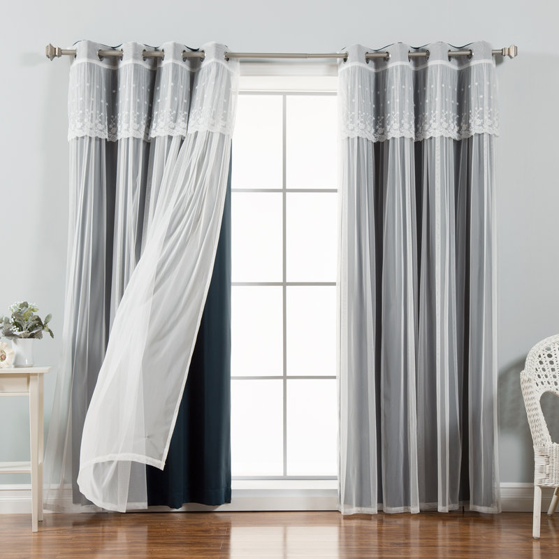 Crenshaw Solid Room Darkening Thermal Grommet Curtain Panels, Navy, 52''W X 96''H