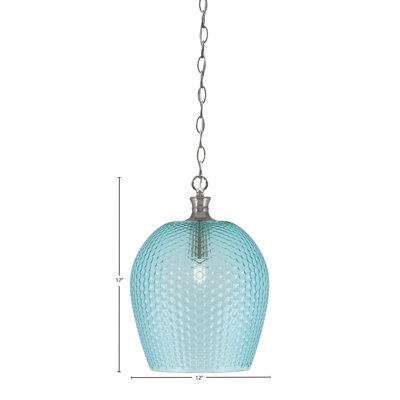 Luminaire suspendu à chaîne Quapaw avec verre texturé de 12 po