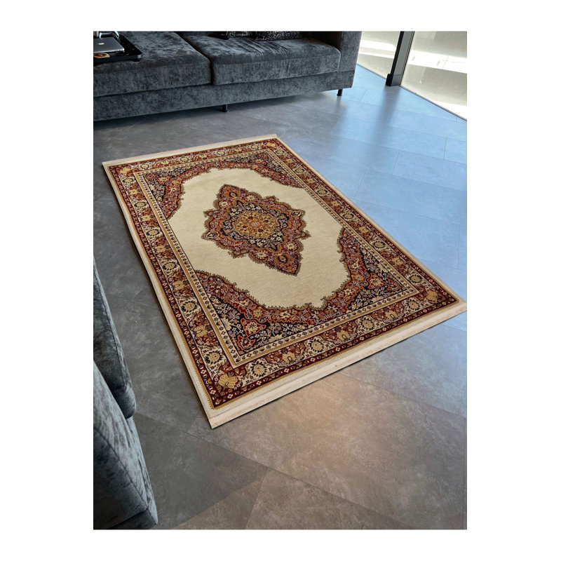 Tapis lavable décoratif multicolore orange et orange, Sous-tapis rectangulaire 2 pi 4 po x 3 pi 11 po