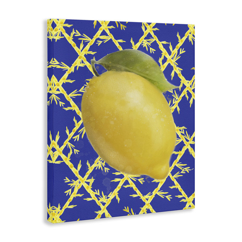 Citron audacieux sur toile bleue, design par Matthew Piotrowicz, H 48 po x l 36 po