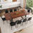 87" Wood Dining Table Set With PU Leather Upholstered Dining Chair-115951198-116180492