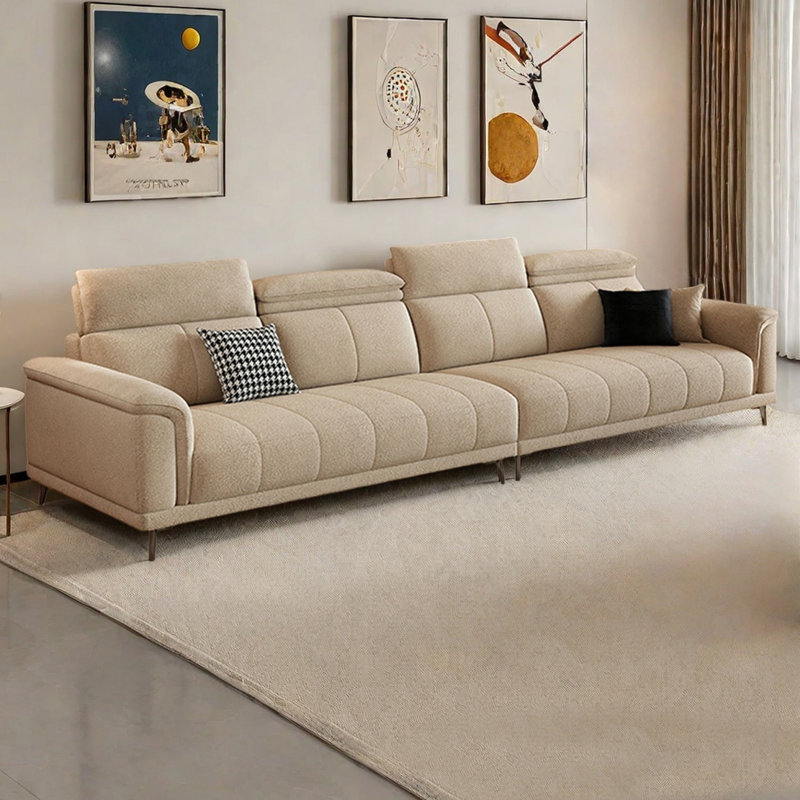 Modern and simple straight-row sofa, 37.4" H x 122" W x 37.4" D, 4