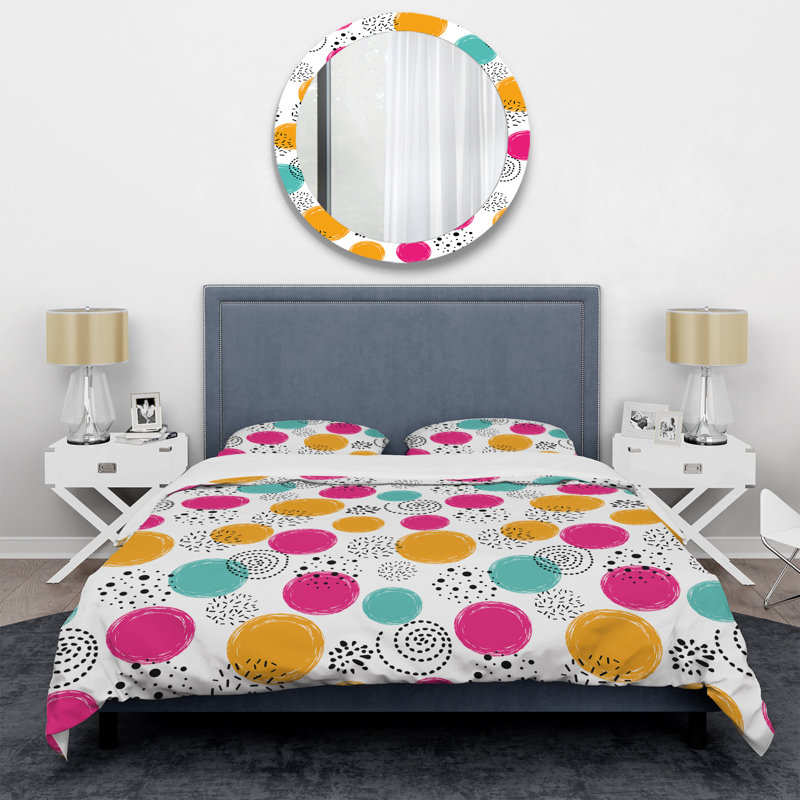Ensemble de housse de couette en microfibre orange / rose 3 pièces, Housse de couette double / grand + 2 taies décora
