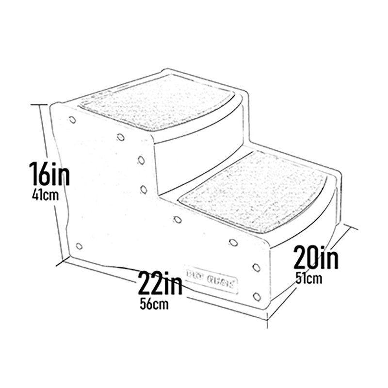 Tan Extra Wide 2-Step Pet Stairs with Carpet Tread