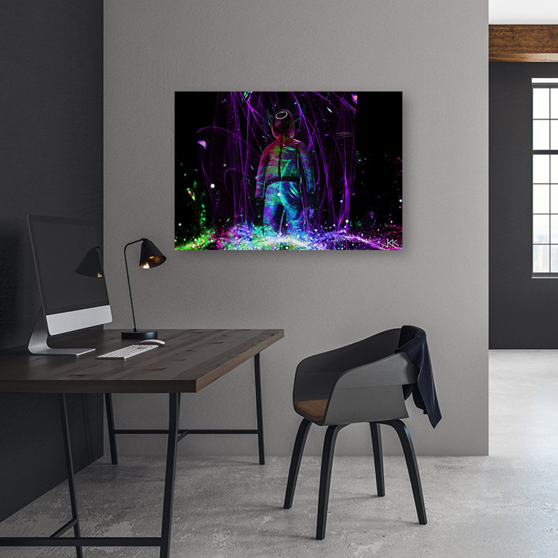 Neon Player - Wrapped Canvas Print, 70cm H x 100cm W