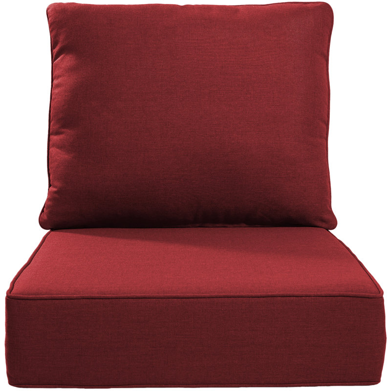 Ensemble de coussin de siège et de dossier en polyester résistant aux intempéries Deb, Rouge, 1, L 22 po x P 24 po