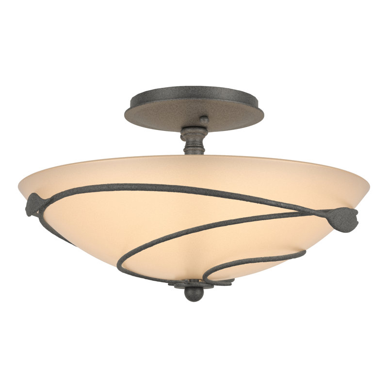 Leaf Semi Flush Mount, Natural Iron, Sand, 8.2" H x 13.5" W x 13.5" D