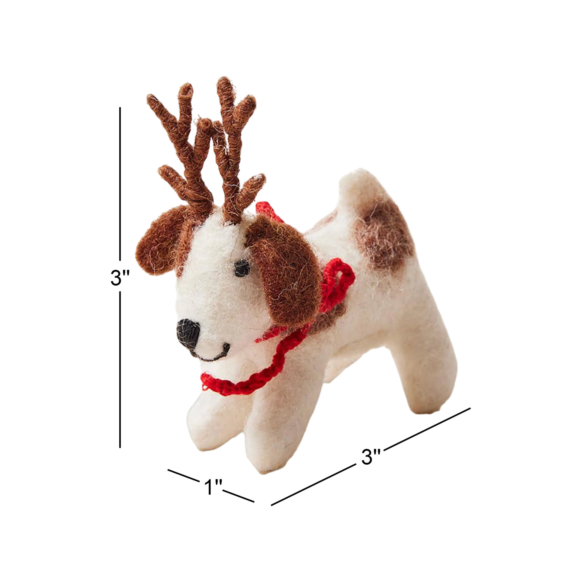 Felted Festive Pup Ornament - Max