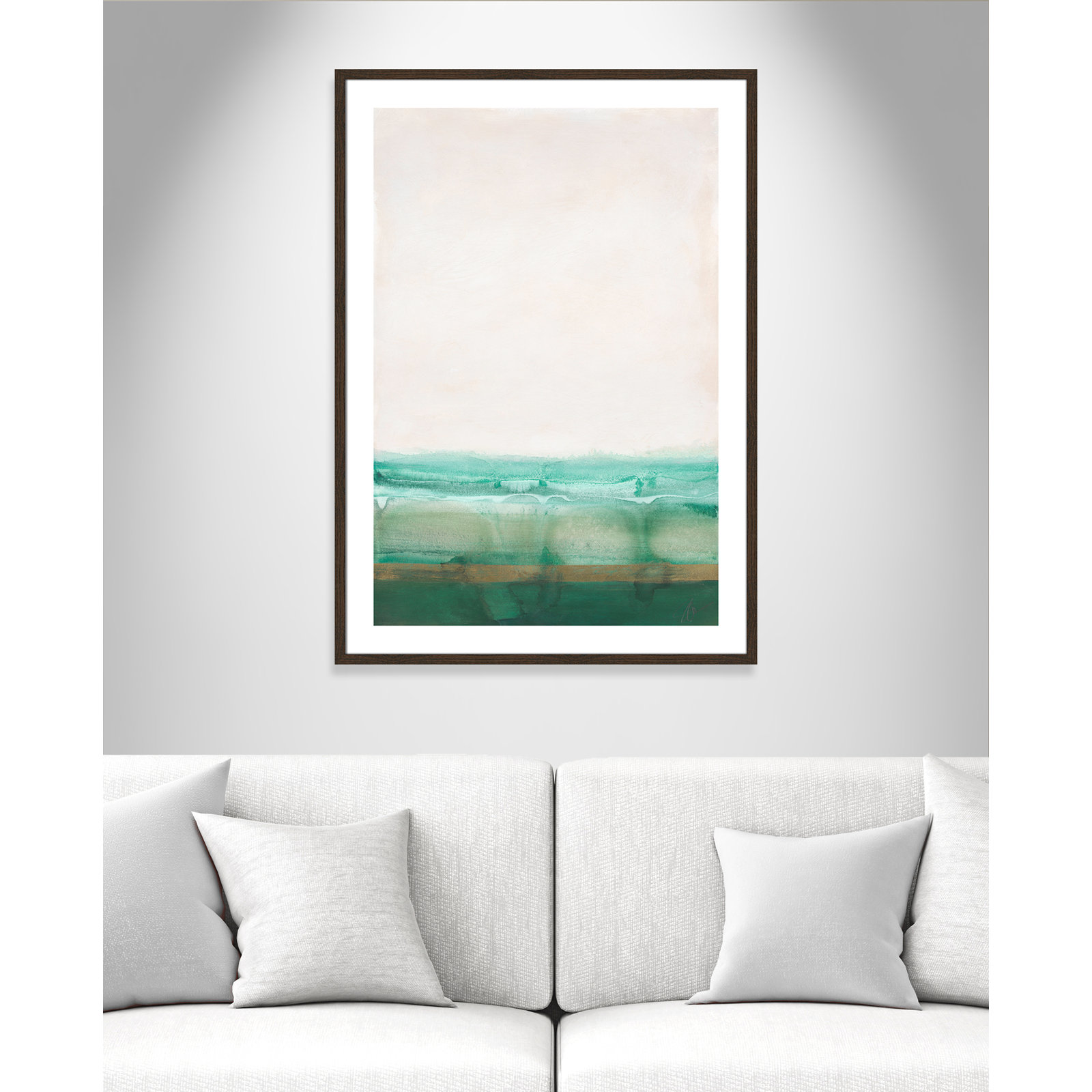 Franke "Emerald Shores" Print by Filippo Ioco, Walnut Wood Framed Paper, 41.5" H x 29.5" W x 0.75" D