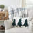 Pine Grove Plaid Embroidered Cotton Reversible Throw Pillow