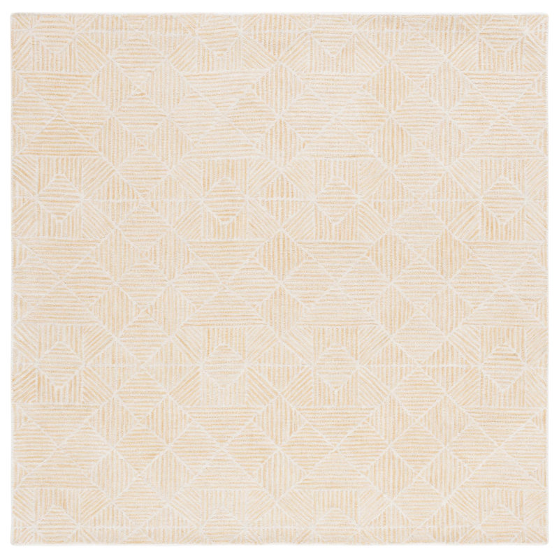 Hoopeston Hand Tufted 0.8 Wool 0.2 Cotton Geometric Rug, Square 6'