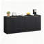 Buffet 67 pouces moderne ondulé, armoire de rangement à contour incurvé, armoire à 6 portes avec fonction de rangement, noir, L 67,0 po x l 15,7 po x H 27,7 po, convenant à la cuisine / chambre à coucher / salon-125535261